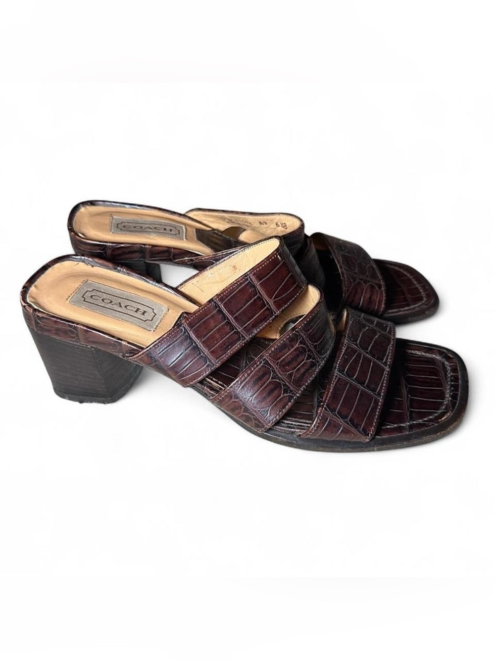Vintage Coach Made in Italy Brown Croc Leather Sandal Pumps Y2K Mobwife It Girl